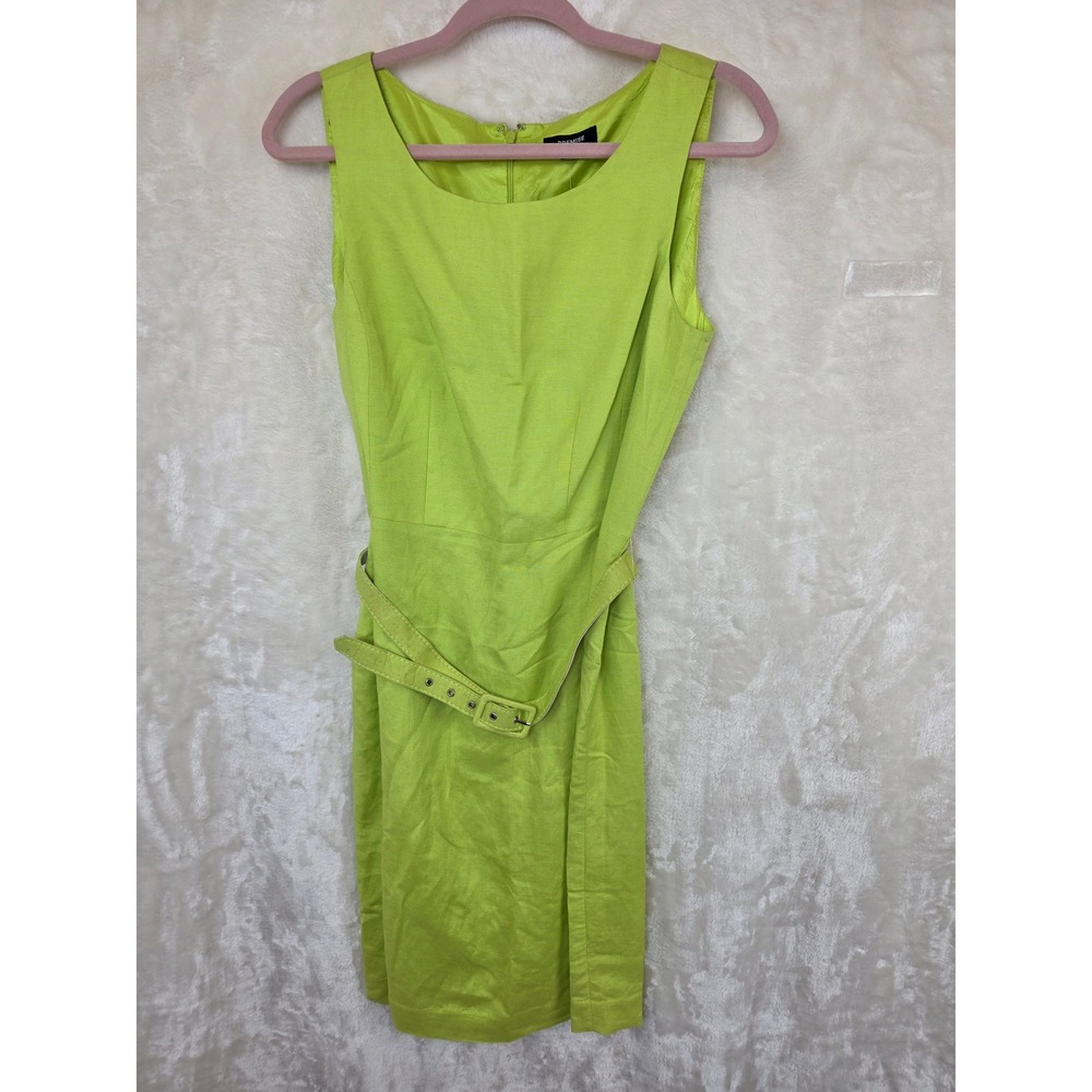 Premise Dresses Womens 8 Cactus Green Linen Blend Belted Sheath Dress NEW